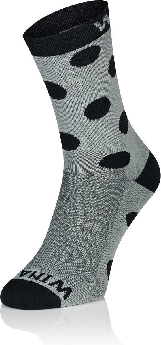 Winaar GB Fietssokken Grijs/Zwart Stippen Maat S (39-41)