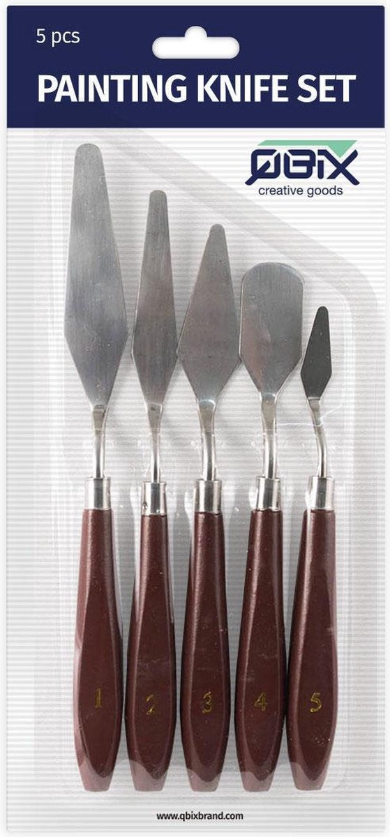 QBIX Paletmessen Set - 5 stuks metalen paletmessen voor schilderen