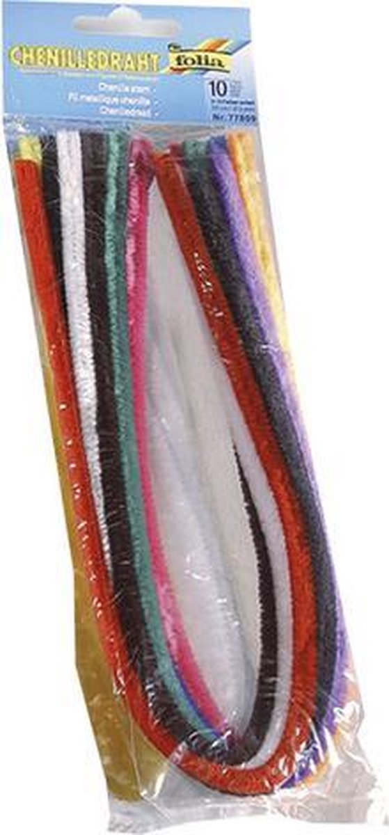Chenilledraad Folia 50cm lang - 10 stuks assorti 8mm doorsnee