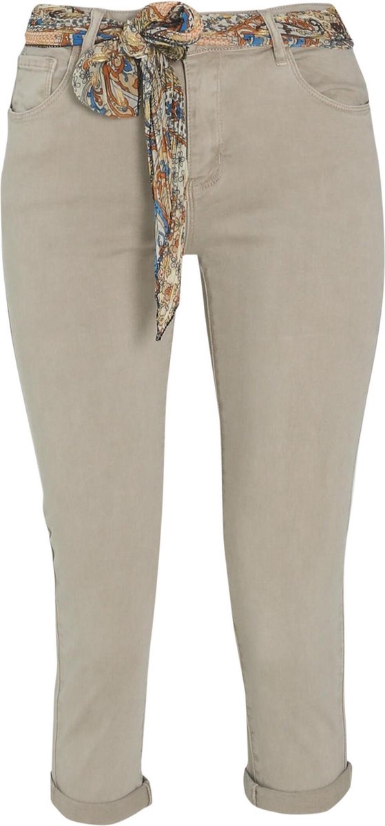 Cassis - Katoenen kuitbroek met foulardriempje - Beige