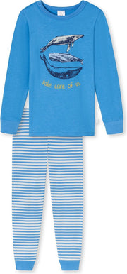 Schiesser - Natural Love Pyjama - Blauw - Mannen - Maat 104