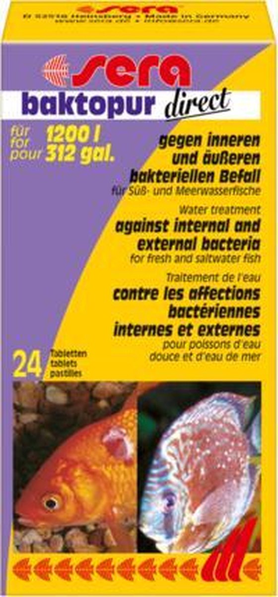 Sera baktopur direct - tegen bacteriële aandoeningen - o.a. vinrot : Inhoud: 24 tabletten (1200 Liter)