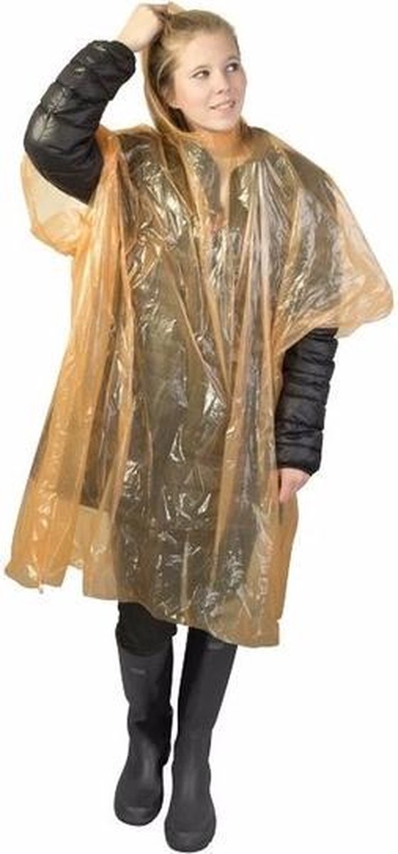 Wegwerp regenponcho oranje - weggooi poncho