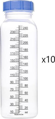 10 x Materni Moedermelkflessen 240 ml met dop tbv borstvoeding