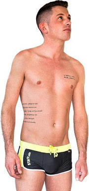 ZWEMBROEK/SWIMSUIT TRUNK NEGRO Y AMARILLO