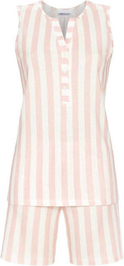 Mouwloze shortama roze strepen