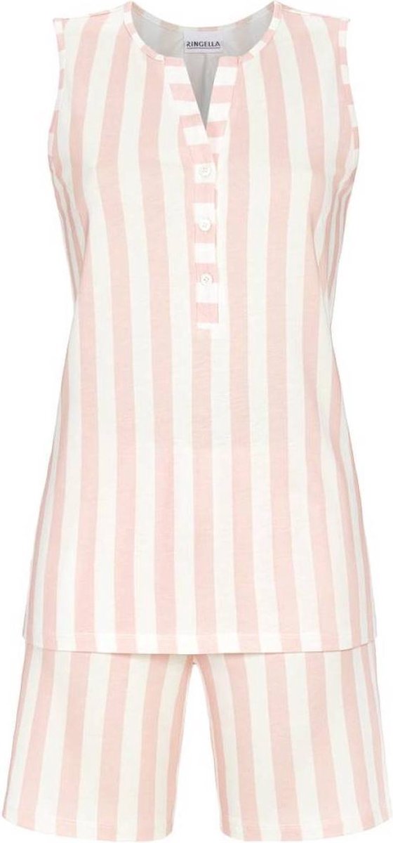 Mouwloze shortama roze strepen