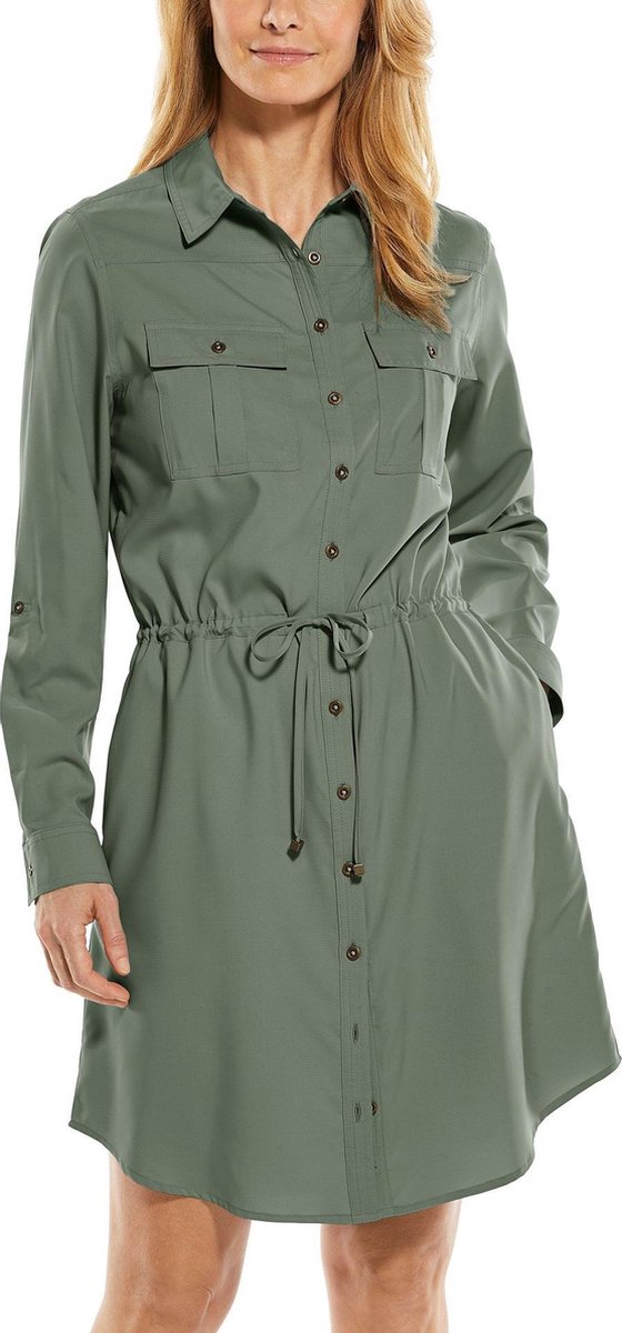 Coolibar - UV Blousejurk voor dames - Napa Travel Tunic - Olijfgroen - maat L