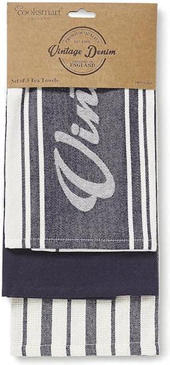 Cooksmart Theedoek (Per 3st.) Oxford Denim