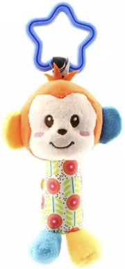 Baby Shark - Zachte rammelaar - Oranje aap - 15 cm - met clipje om op te kunnen hangen