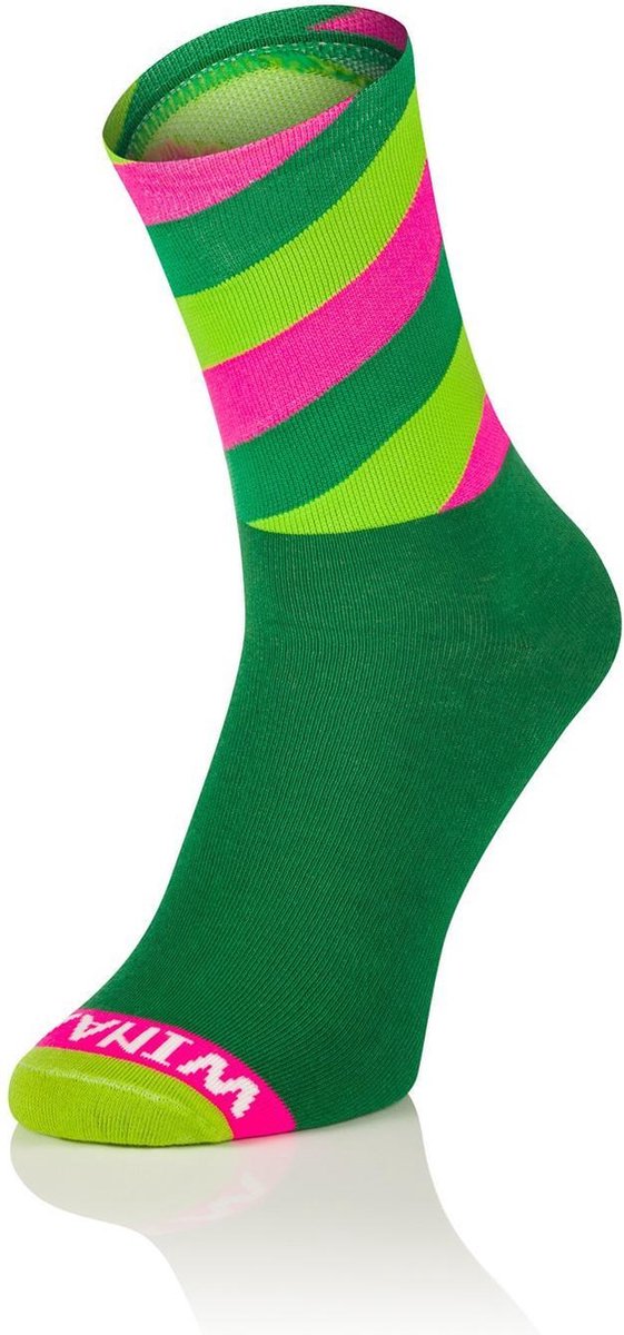 Winaar CX K-Power Fietssokken Groen/Roze Maat XS (36-38) - 3 Paar