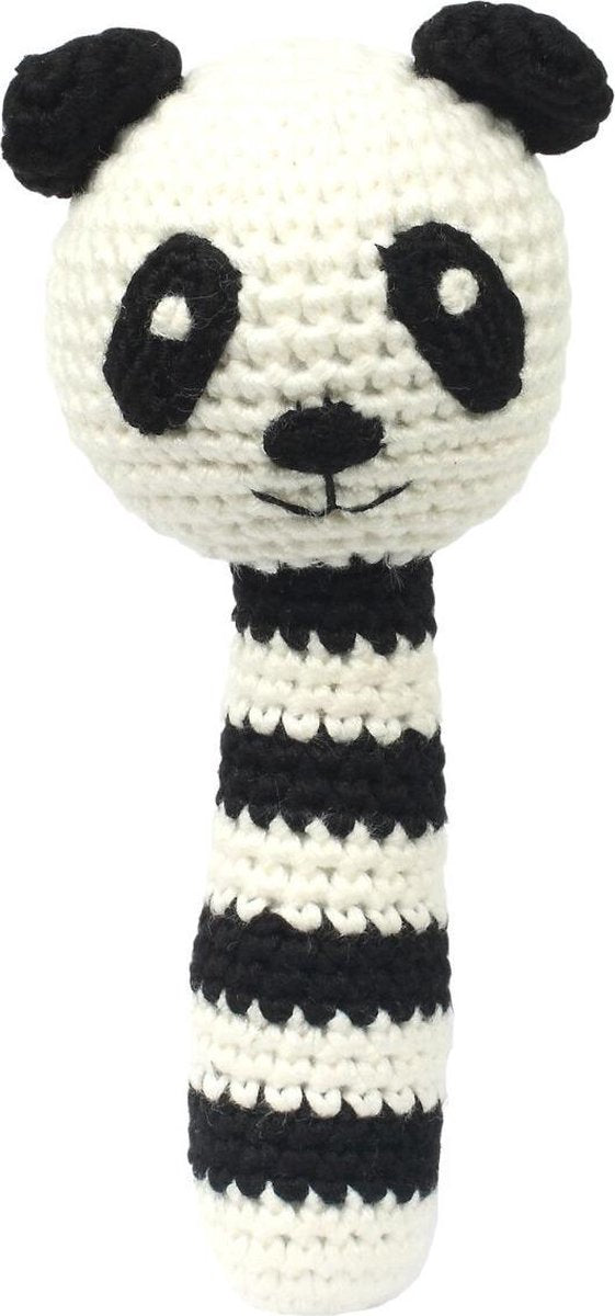 Naturezoo Rammelaar Panda Gehaakt 14 Cm Zwart/wit