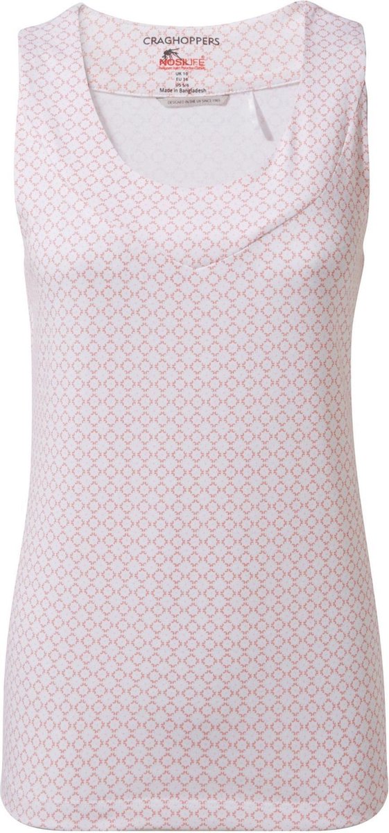 Craghoppers Top Nosilife Allesa Dames Polyester Wit/roze Mt 40