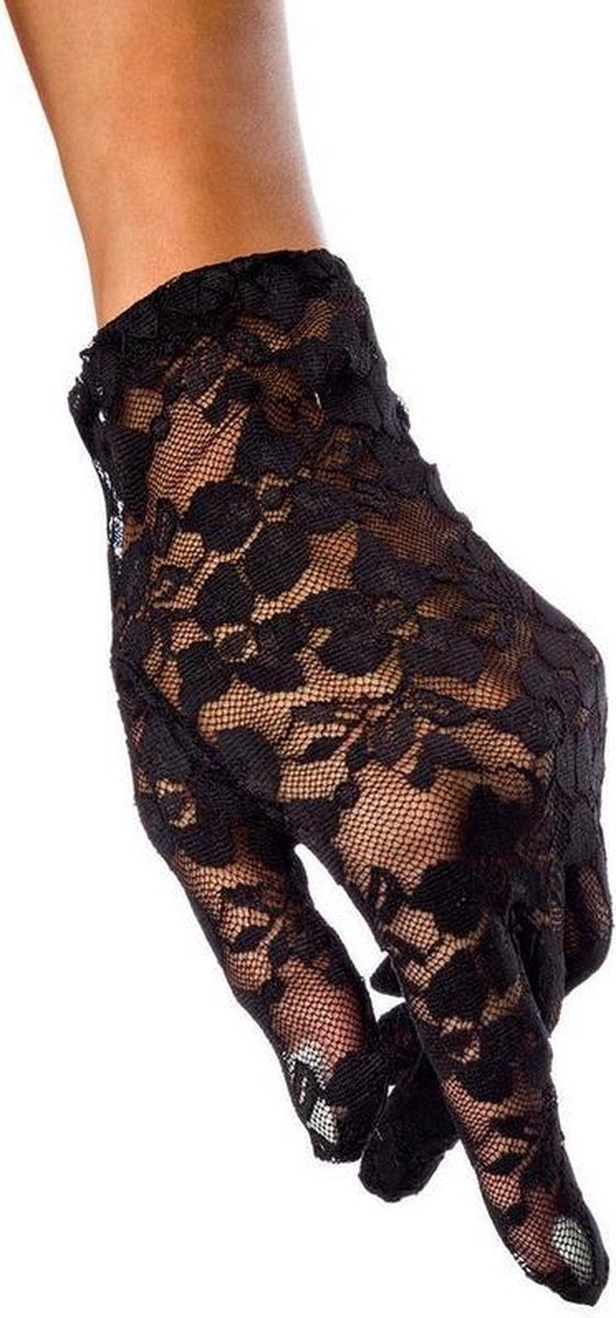 Zwarte Korte Kanten Handschoenen Louisa (10379)