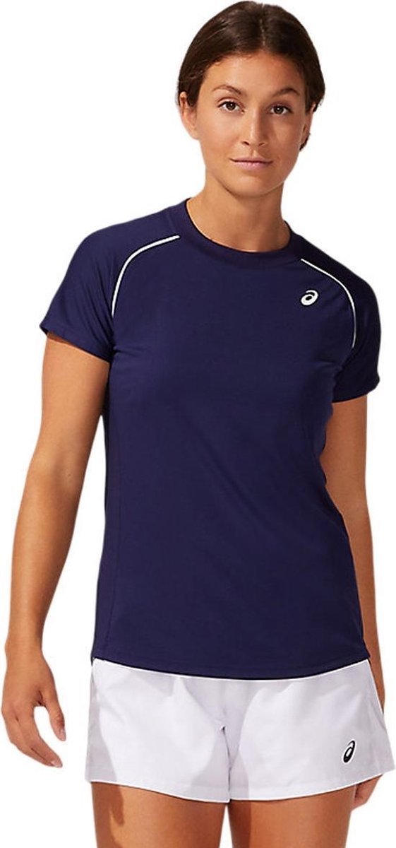 Asics - Court Womens Piping Short Sleeve - Blauw - Dames - maat  S