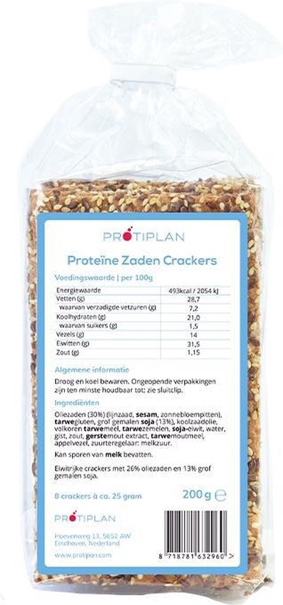 Protiplan | Proteïne Zaden Crackers | Doos 10 stuks | 10 x (8 x 25g)  | Eiwitrijke voeding | Koolhydraatarme Crackers   | Afvallen met gezond en lekker eten!