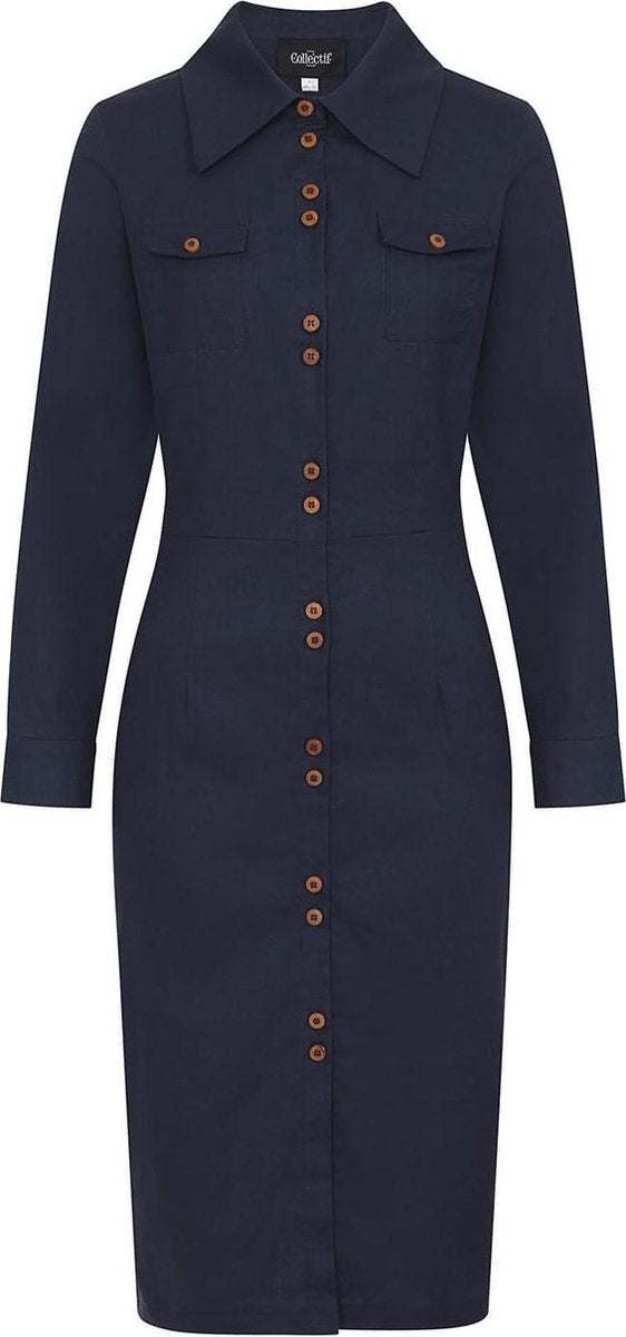 Collectif Hailey 60's Pencil Jurk Navy