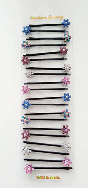 20 Haarspeldjes  met gekleurde strass steen meisje-Haarschijfjes - Haarclips -Haarknipjes Zwart 6cm setje van 20 stuks  Roze 