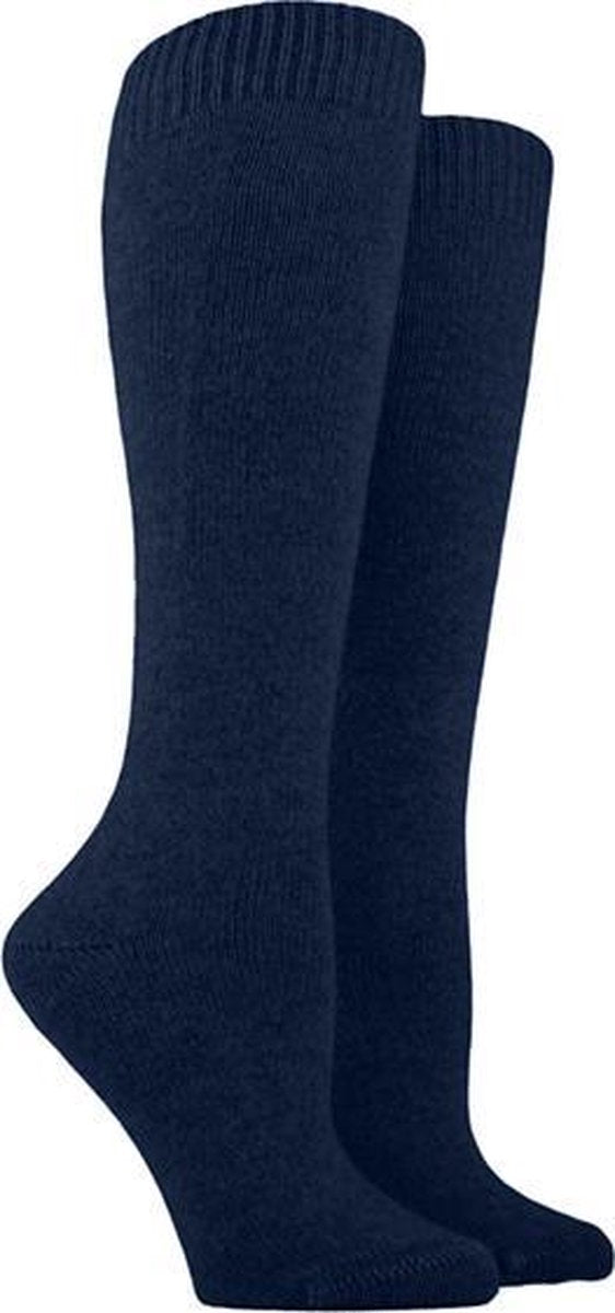 2-Pack Klassieke Dunne Kniekousen van Merino Wol S14 - Unisex - Marine - Maat 35-38