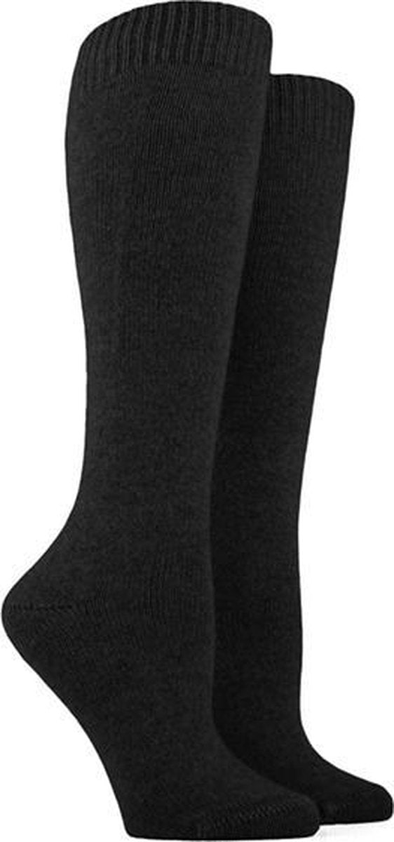 2-Pack Dunne Nette Merino Wollen Kniekousen S14 - Unisex - Zwart - Maat 35-38