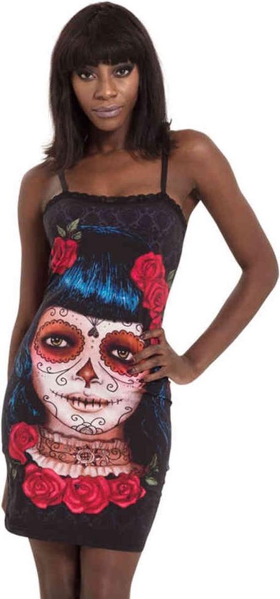 Jawbreaker Kokerjurk -XL- Deadly Dame Day of the Dead Zwart