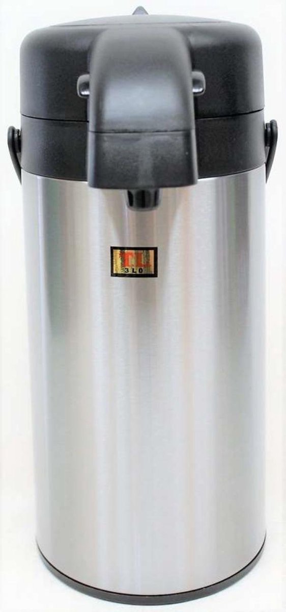YILTEX – Thermoskan / Isoleerkan / Thermosfles / Thermostaat  – Met Pomp  - RVS – 3l -  Zilver