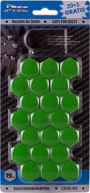 J-tec Wielmoerkapjes 19 Mm Synthetisch Groen 20+1 Stuks