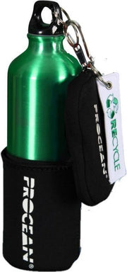 Aluminium fles 750 ml set groen/zwart
