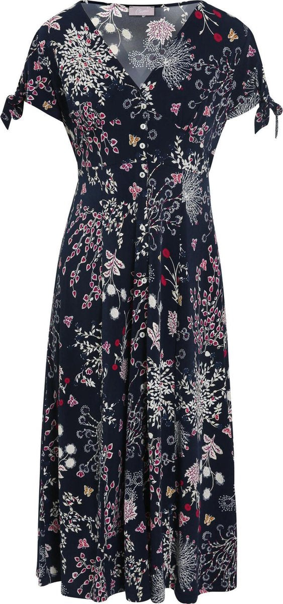 Cassis - Halflange jurk met bloemenprint - Marineblauw