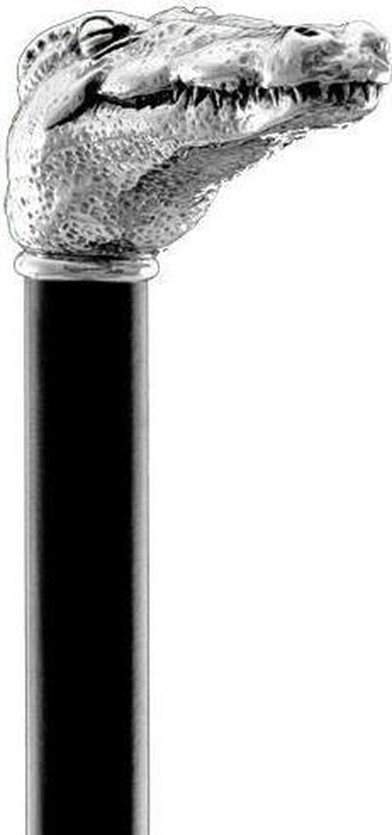 MadDeco - Krokodil - Beukenhouten wandelstok met zilver verguld handvat - Italiaans design