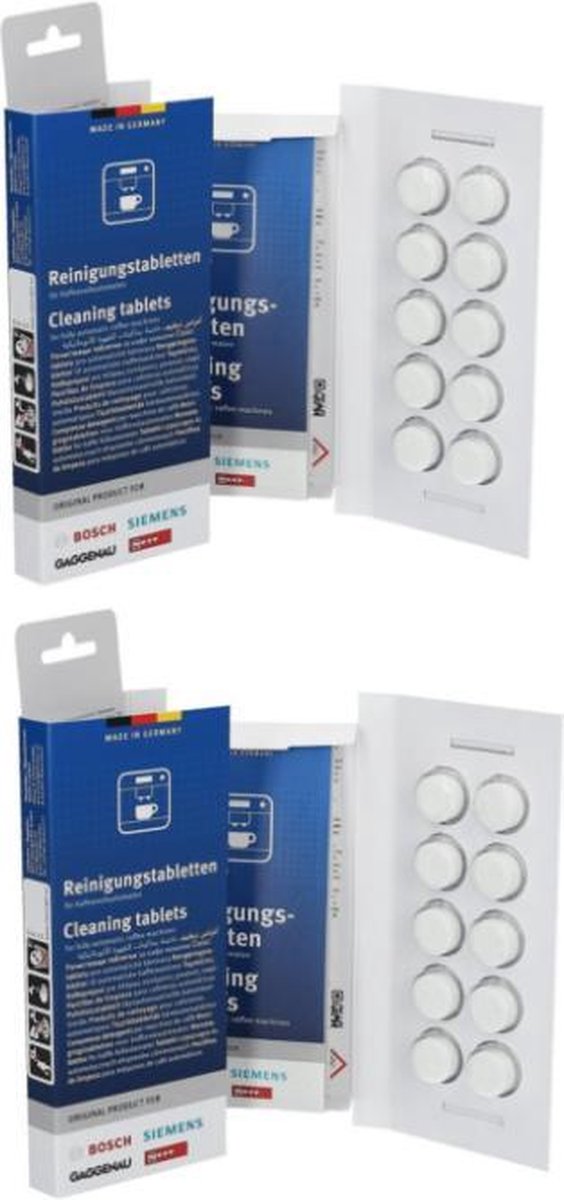 Bosch Siemens reinigingstabletten - 2 verpakkingen a 10 tabletten - reiniger voor koffiezetapparaat espressomachine