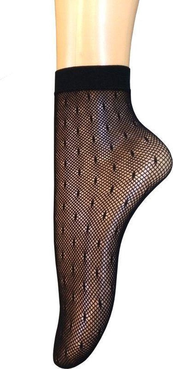 Gatta visnet pantysokken met stippen jacquard 26 zwart. One size.