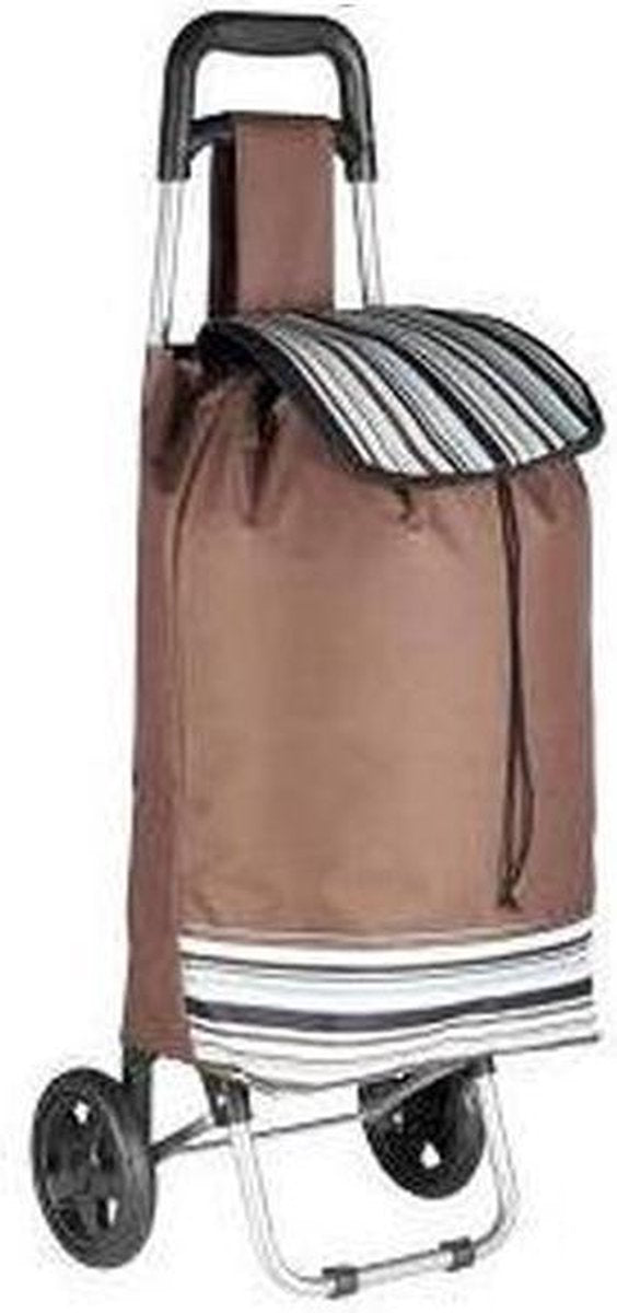Boodschappentrolley bruine strepen | 94x24x34cm | Shoppingtrolley | Opvouwbaar | Boodschappentas met wielen |