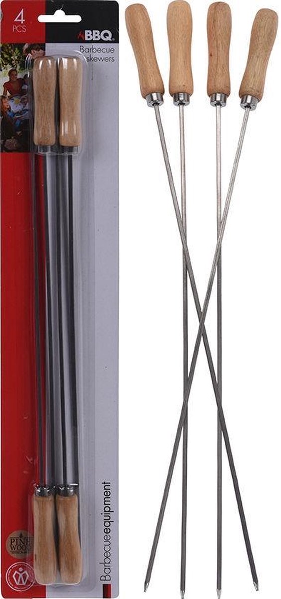 Vaggan Grillspies Rvs/hout Zilver 40 Cm 4 Stuks