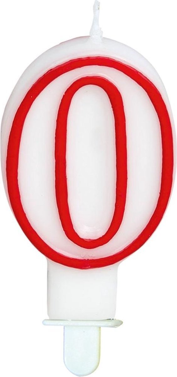 Tib Cijferkaars ''0'' 8 Cm Wax Wit/rood