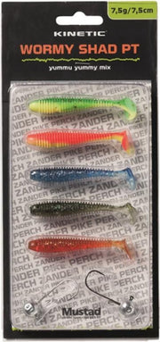 Kinetic Wormy Shad PT Yummu Yummy Mix - 7.5g - 7.5cm - Rood