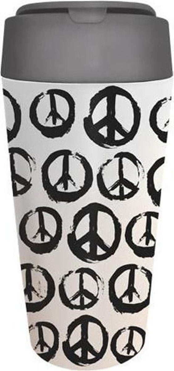 PLA/plant bioloco beker to go 420ml - Peace Sign