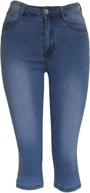 Hoogwaardige Dames Hoge Taille 3/4 Broek / Jeans | Drie Kwart Denim Broek / Spijkerbroek - XXL