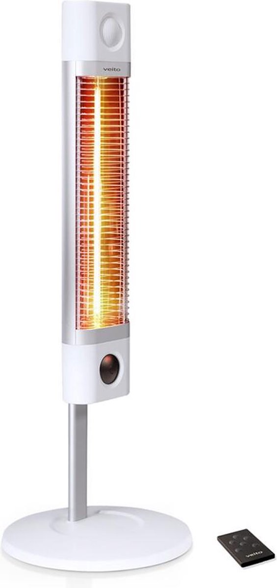 Veito CH 1800RE - Wit - Energiezuinige Carbon Infrarood bijverwarming - Terrasverwarming - Elektrisch - Staand - In hoogte verstelbaar - 4 warmtestanden regelbaar - incl. afstandbediening - 1700W