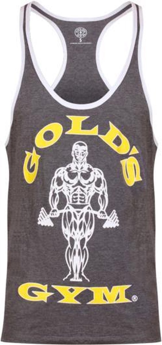 MUSCLE JOE CONTRAST STRINGER VEST GRIJS / WIT - XXL