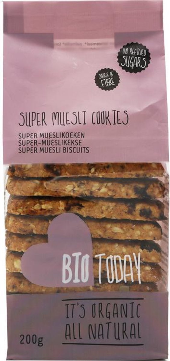BioToday Biologische Verantwoorde Super muesli koeken (Doos van 10 verpakkingen van 200 gram)