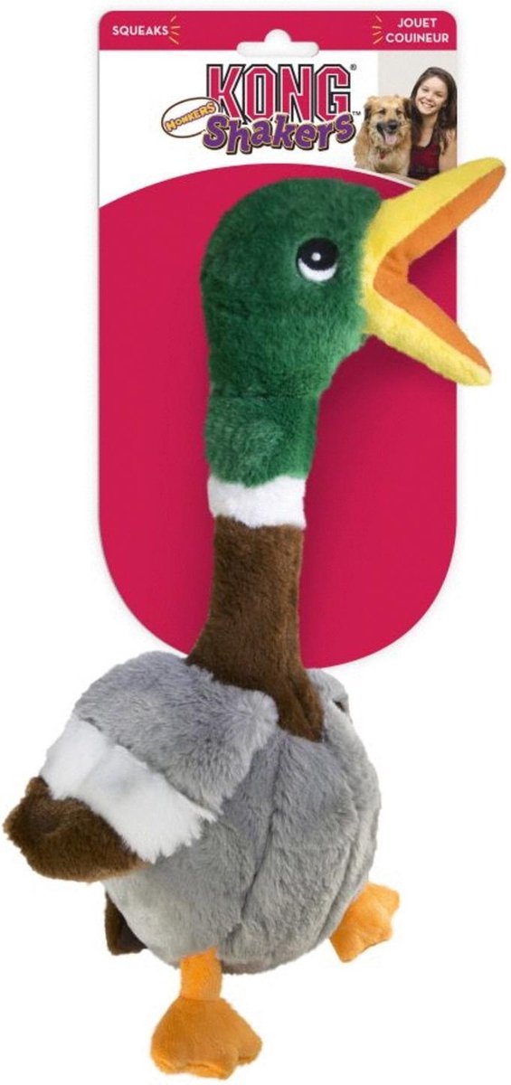Kong Shakers Honkers Duck - Hondenspeelgoed - Grijs Bruin Groen Large