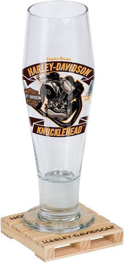 Harley-Davidson Knucklehead Bierglas Met Onderzetter