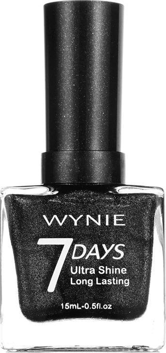 Wynie - Nagellak 7 Days Ultra Shine Long Lasting - Zwart Mini Glitter / Shimmer - 1 flesje met 15 ml inhoud - Nummer 537