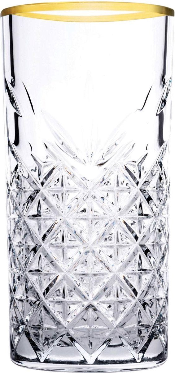 Paşabahçe Timeless Retro - Longdrink - Gouden Rand - 30 cl - 4 Stuks