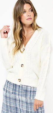 Kabelgebreid cardigan - Wit