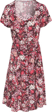 Cassis - Halflange jurk in viscose met een bloemenprint - Framboos