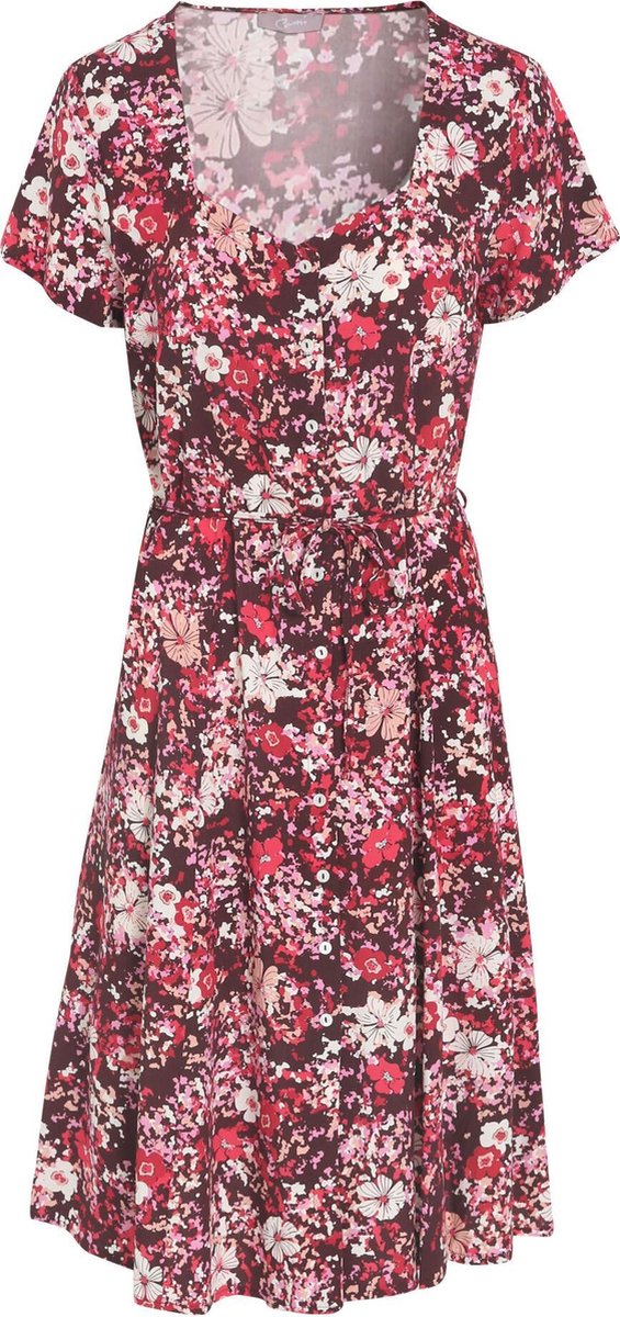 Cassis - Halflange jurk in viscose met een bloemenprint - Framboos