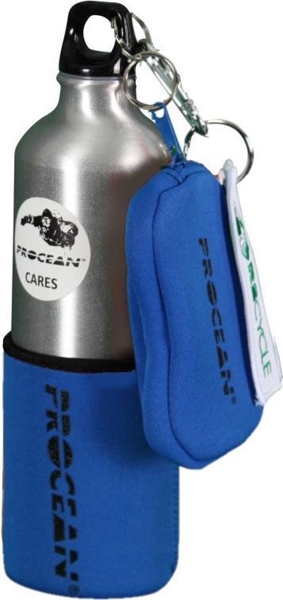 Aluminium fles 750 ml set zilver/blauw