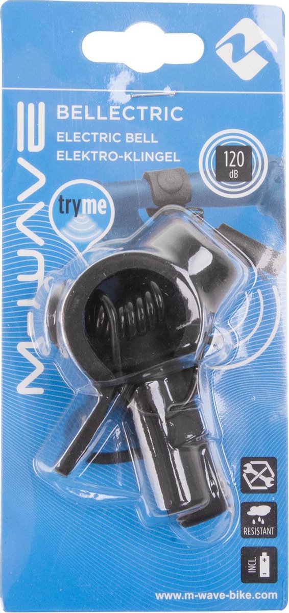 M-Wave Bel zwart 120dB elektrische fietsbel 420270